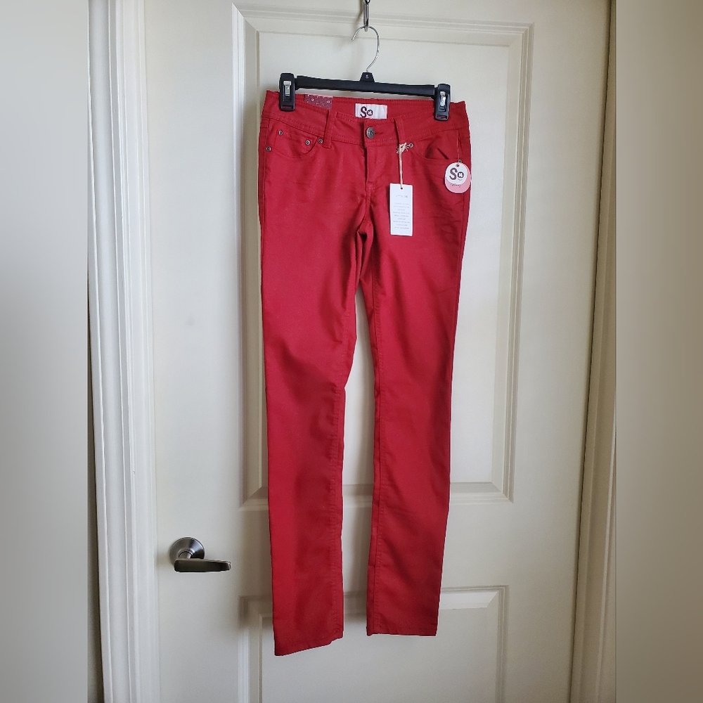 SO Skinny Wine Berry Glitter Jeans Juniors Size 3 NWT